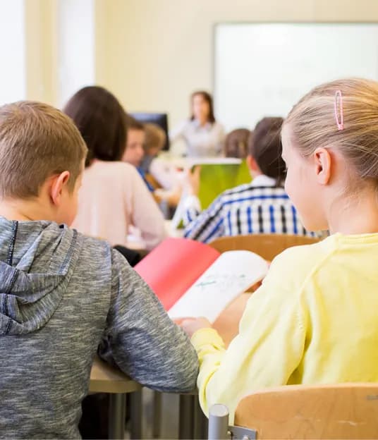 Children learning about marine pollution