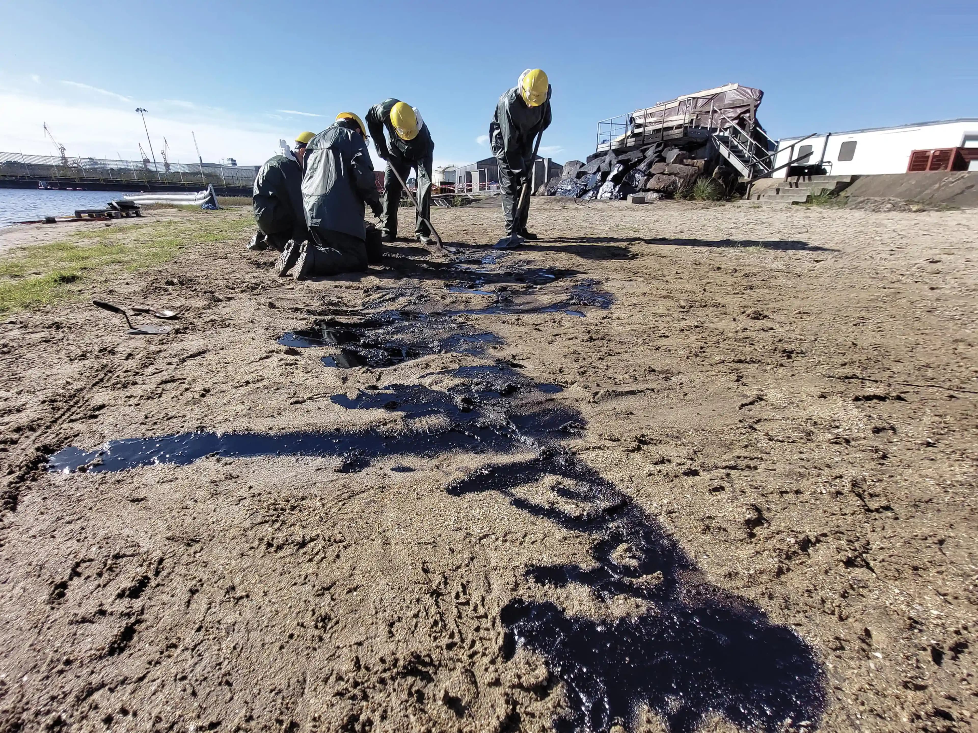 Oil spill on a beach